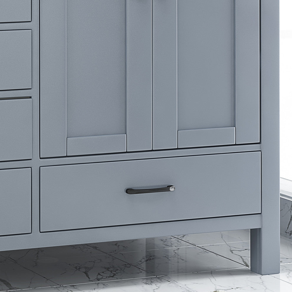 Kayla Contemporary 72" Wood Bathroom Vanity, Counter Top Not Included, Gray