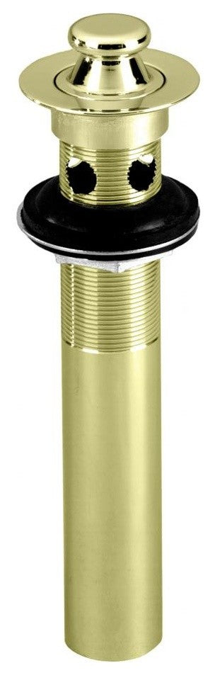 Lift and Turn Lavatory Drain With Overflow Holes, Exposed, Polished Brass