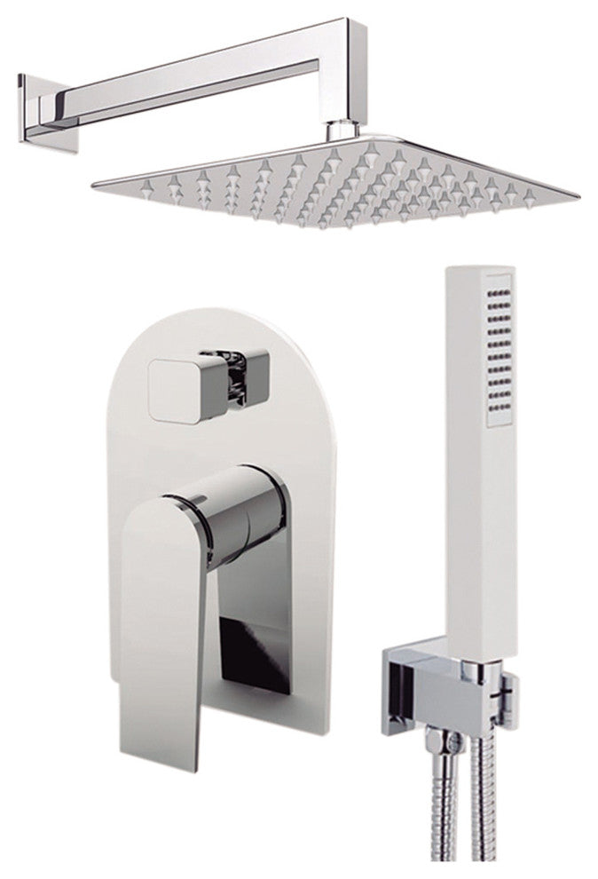 Aquamoon Havana 12" Showerhead, Handshower With Wall Arm, Chrome