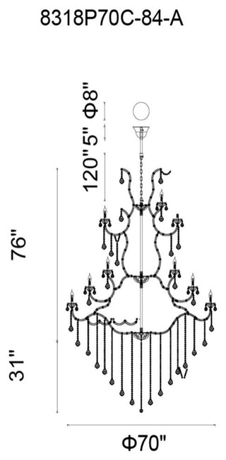 Maria Theresa Up Chandelier, 70"
