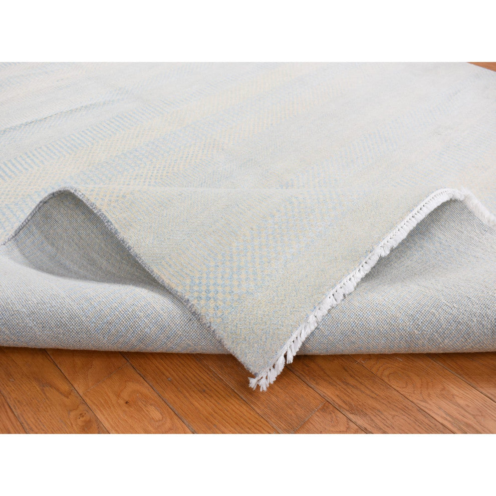 Blue Grass Design Gabbeh Wool and Silk Hand Knotted Oriental Rug, 6'x9'3"