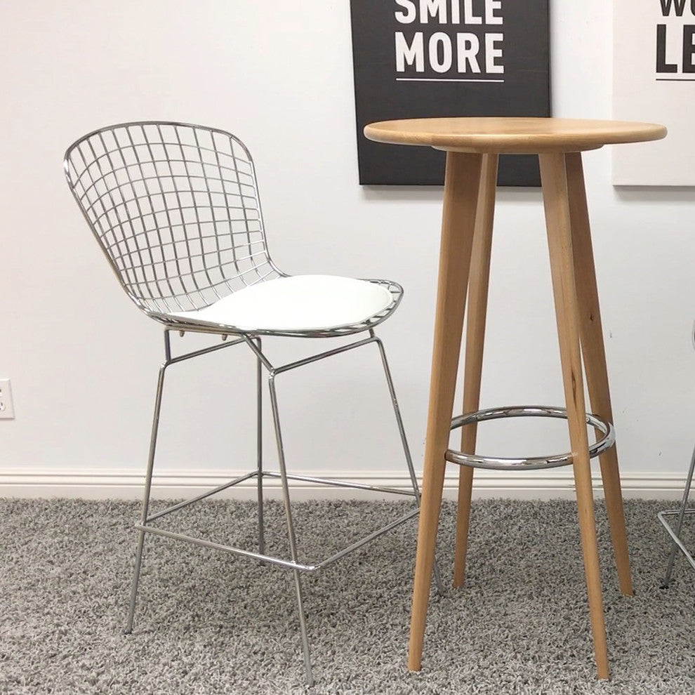 EZ Mod Chrome Wire Counter Barstool, White