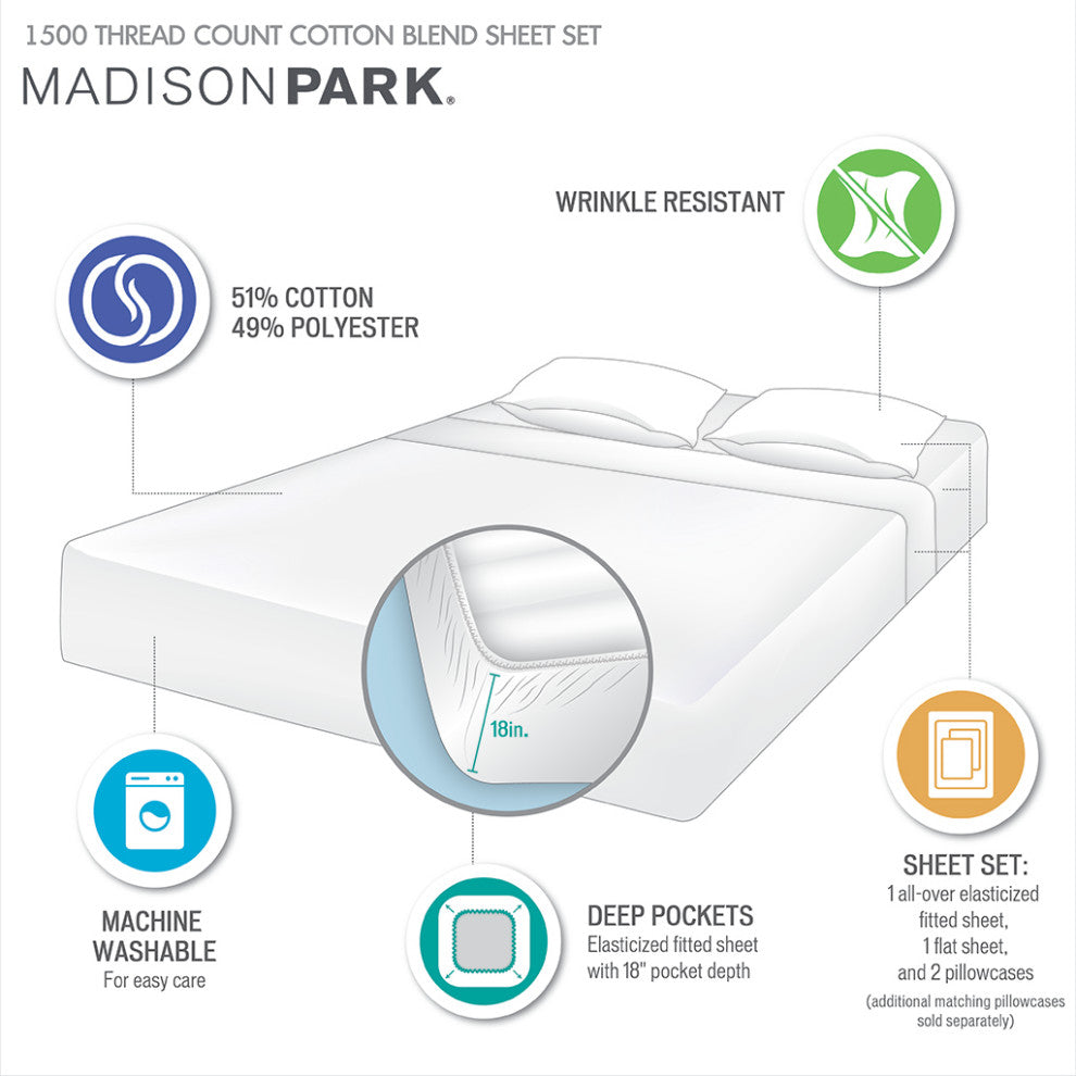 Madison Park 1500 Thread Count Luxury Fine Yarns Sheet Set