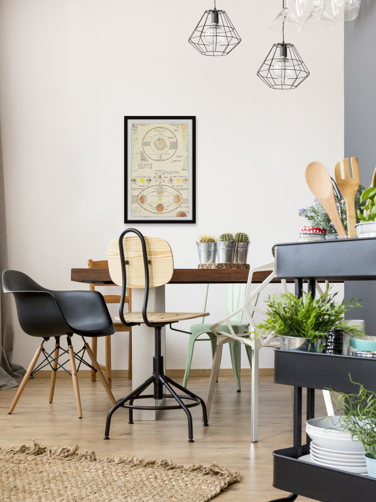 "Planet Comparison" Framed Painting Print, 24x36