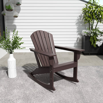 WestinTrends Outdoor Patio Poly Lumber Adirondack Porch Rocking Chair Rocker, Dark Brown