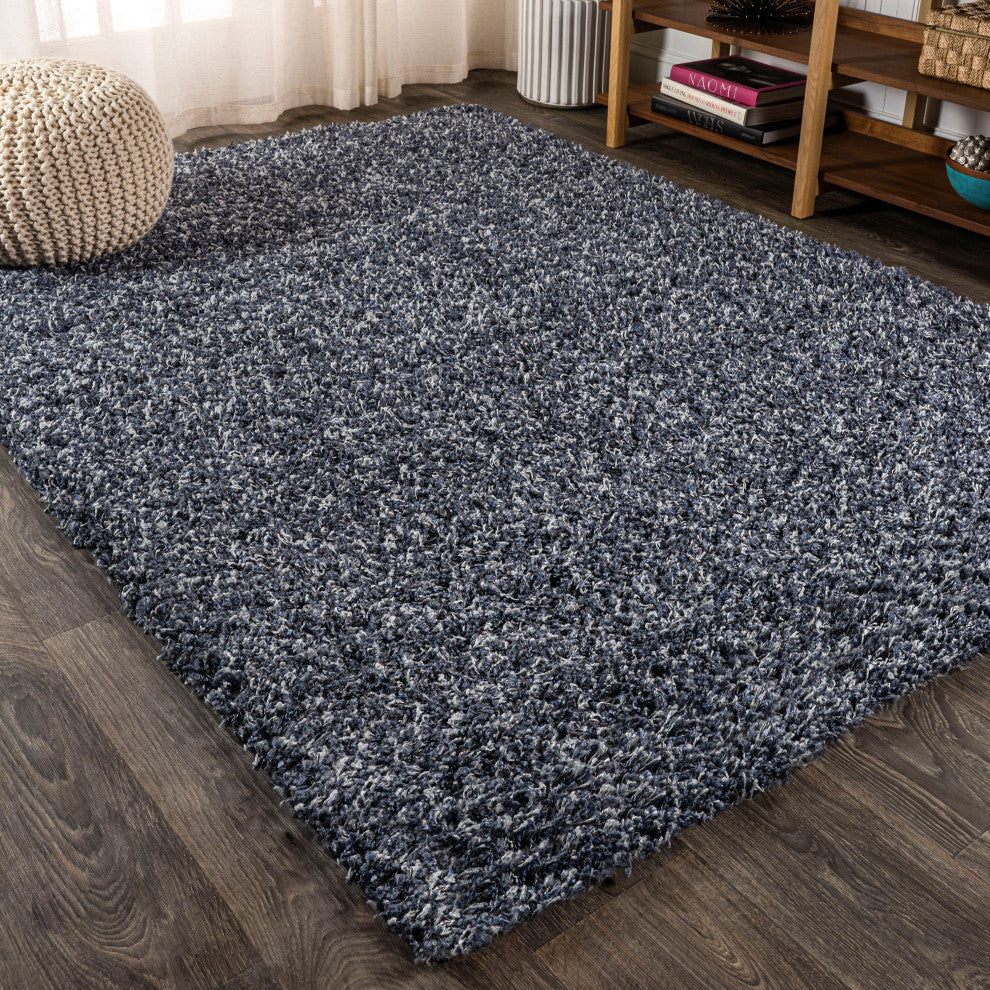 Mercer Shag Plush Area Rug, Denim Blue, 3 X 5