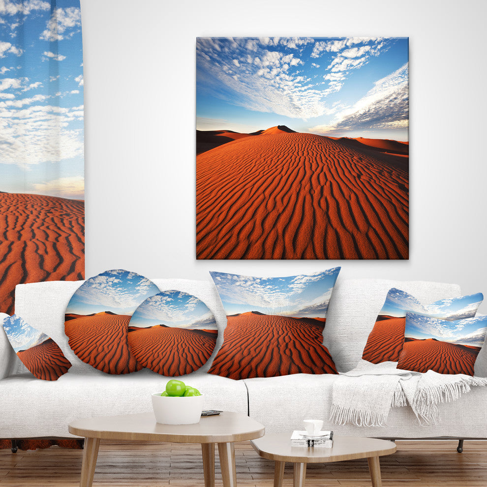 Sahara Dunes Under Bright Sky Landscape Printed Throw Pillow, 16"x16"