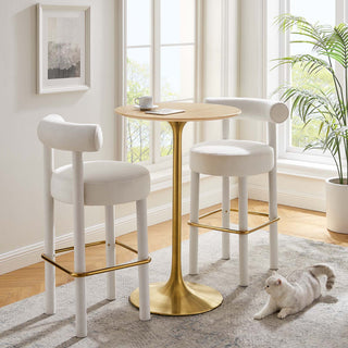 Tulip 28" Wood Bar Table-Gold Natural