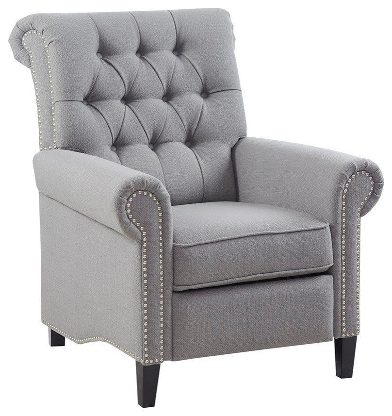 Aidan Rolled Back Push Back Recliner Accent Chair, Grey