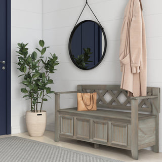 Amherst Entryway Storage Bench, Distressed Gray