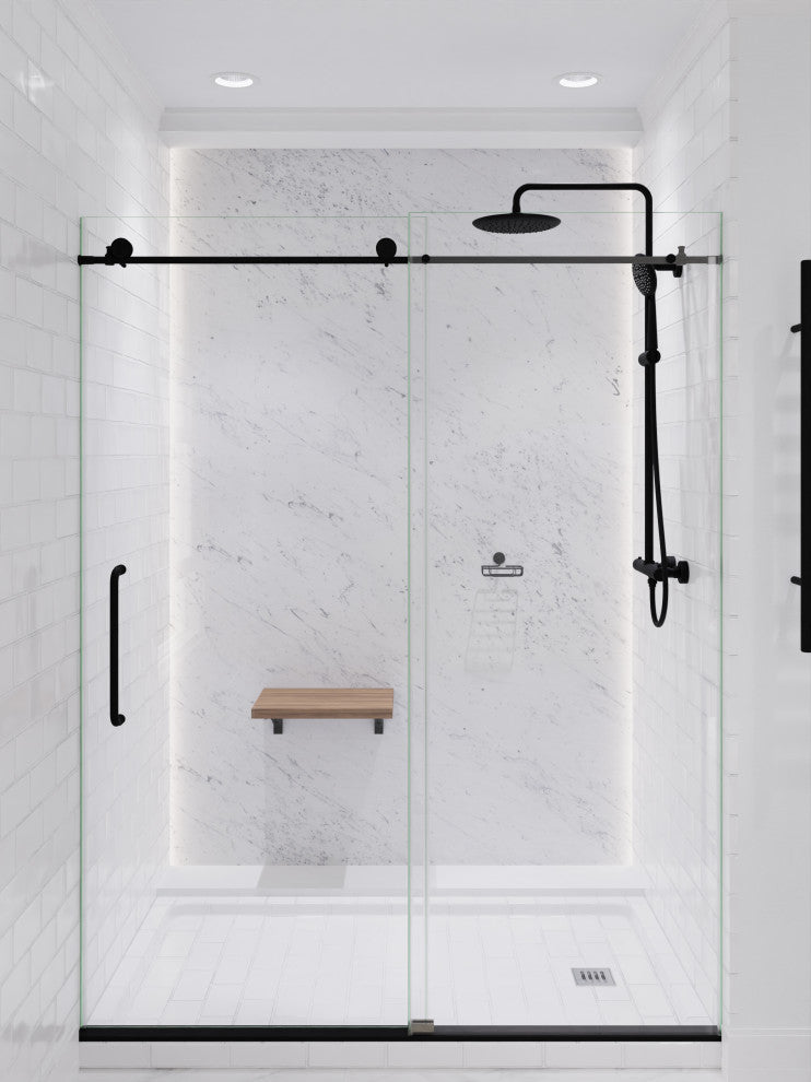 Heavy Rainfall Stainless Steel Shower Bar with Hand Sprayer, Matte Black