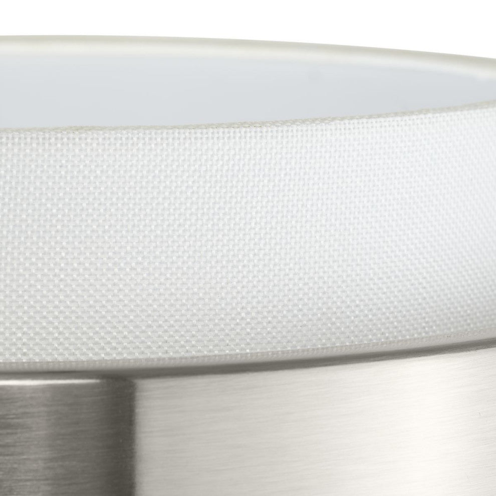 Silva Collection Three-Light Brushed Nickel White Linen Shade Pendant
