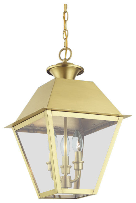 Wentworth 3 Light Natural Brass Outdoor Large Pendant Lantern