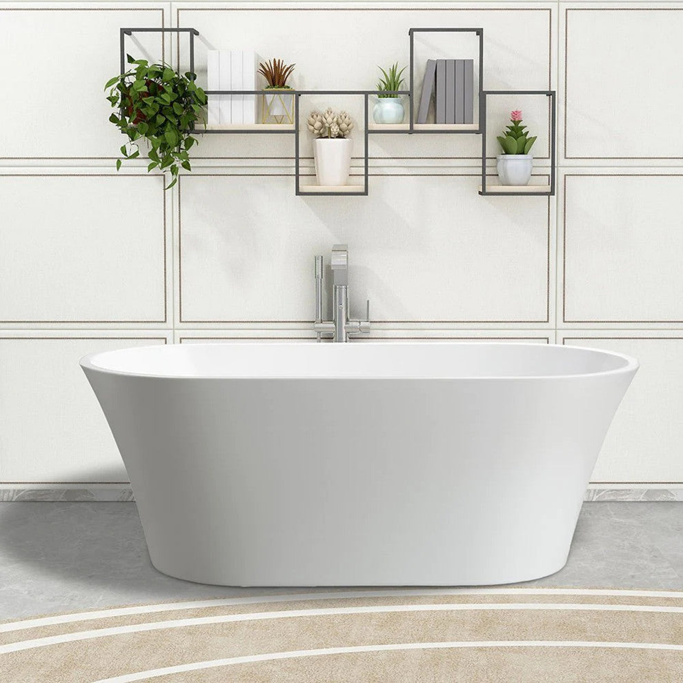 Vanity Art Freestanding Acrylic Bathtub, White, 63"x30"