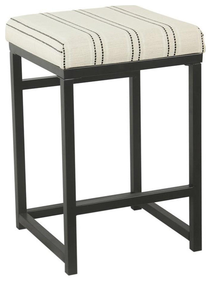Home Square 24" Metal and Fabric Counter Stool in Black & White - Set of 2