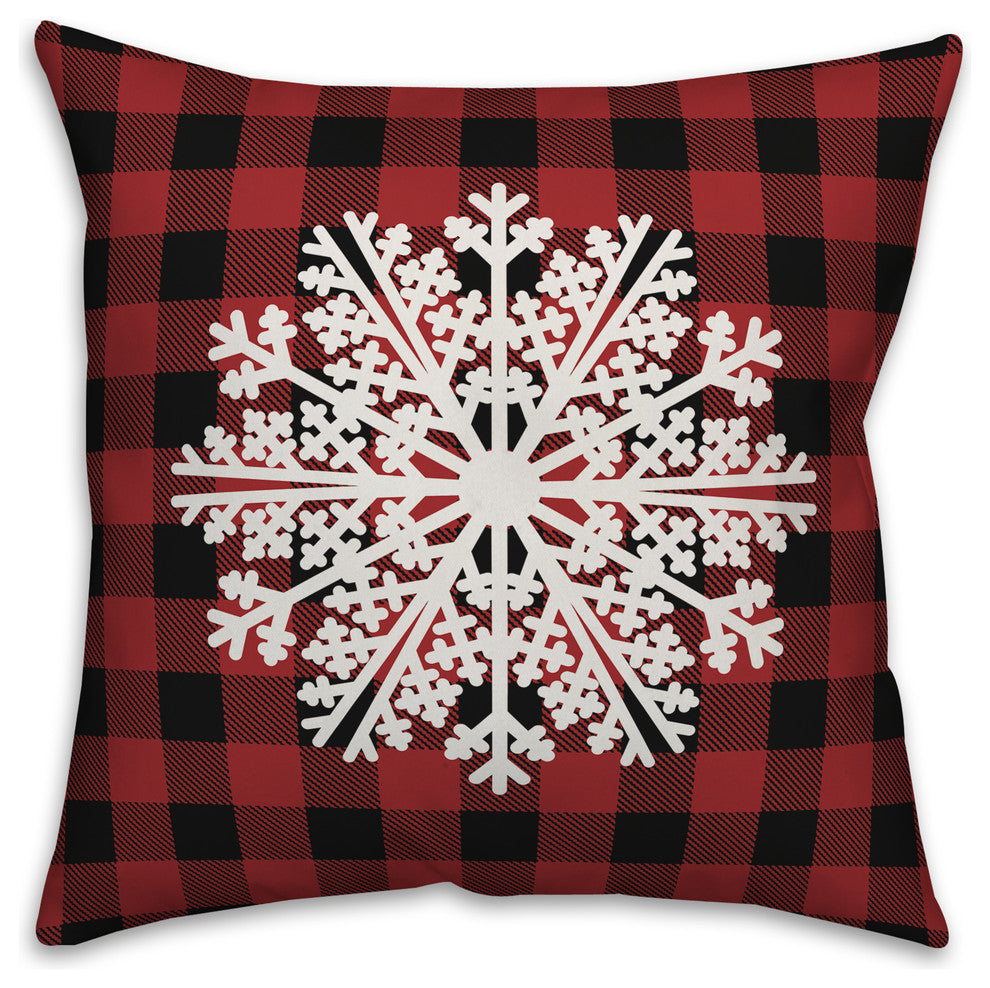 Plaid Snowflake 20"x20" Throw Pillow