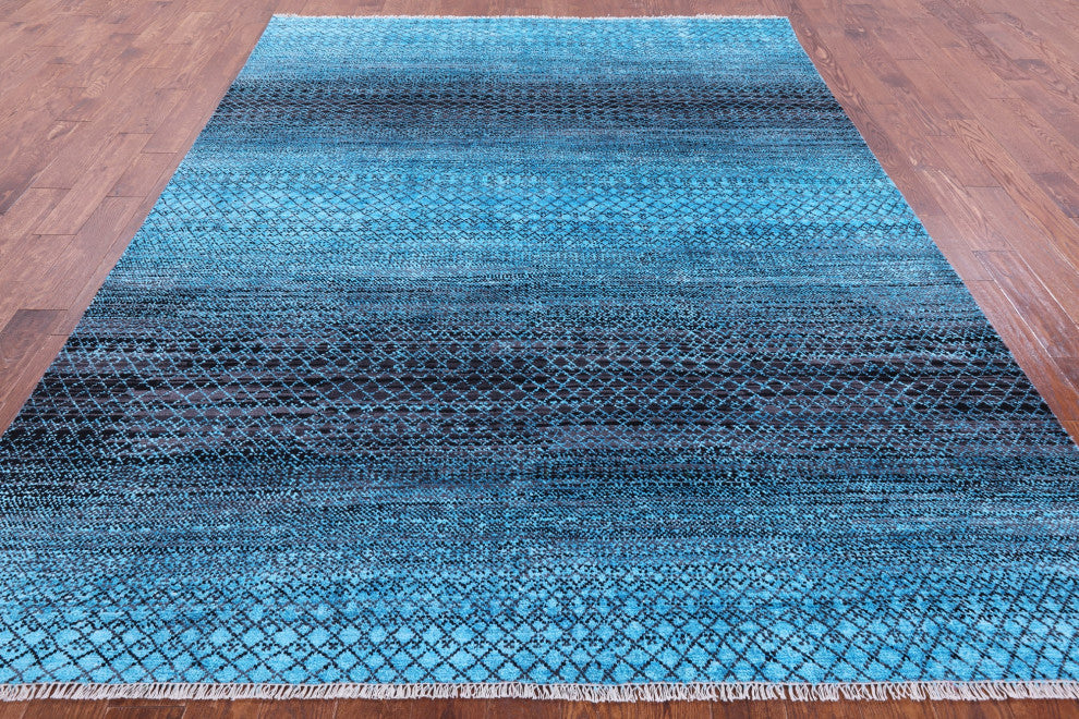 7' 11" X 10' 2" Savannah Grass Handmade Wool & Silk Rug - Q15446