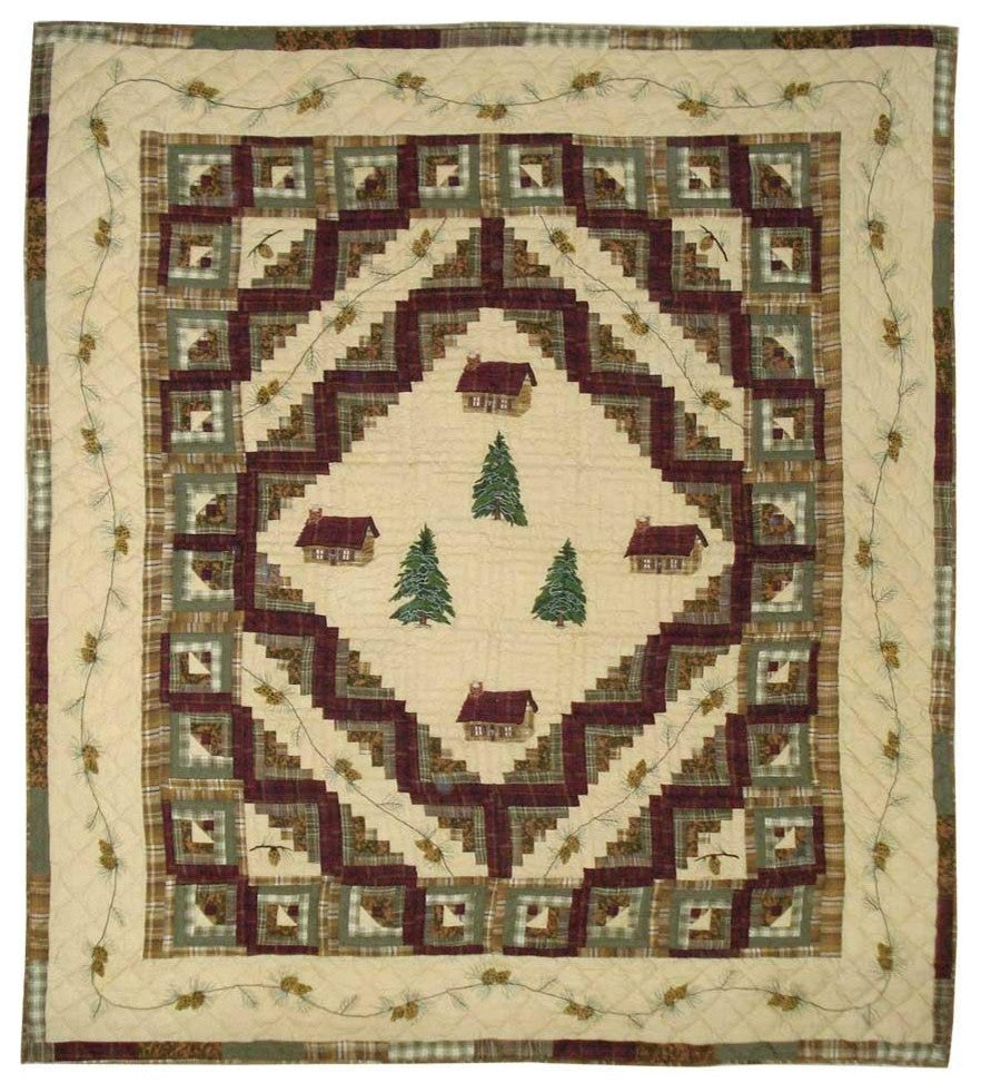 Forest Log Cabin Quilt King 105"X95"