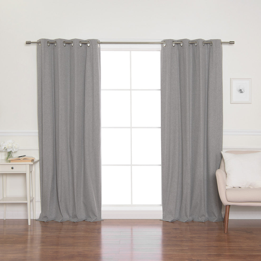 Linen Textured Grommet Thermal Total Blackout Curtains, Gray, 52"x63"