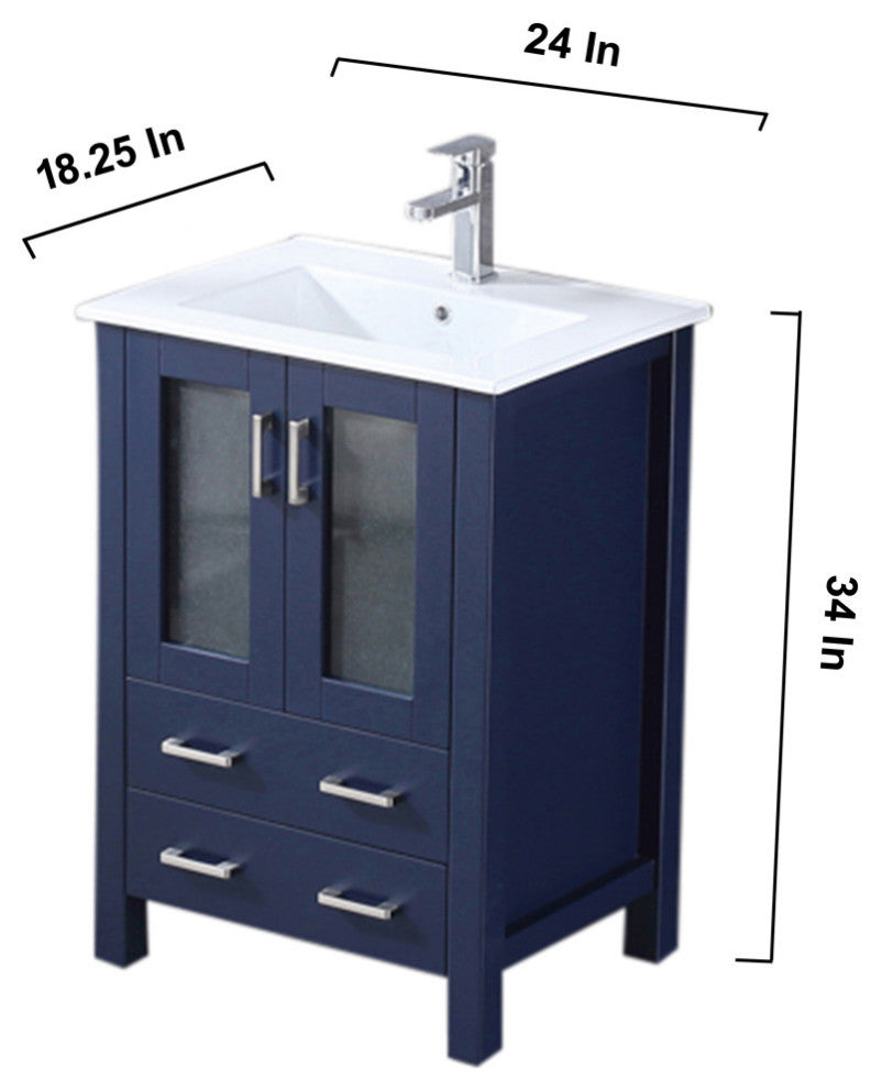 Volez Transitional Navy Blue 24" Single Vanity Set