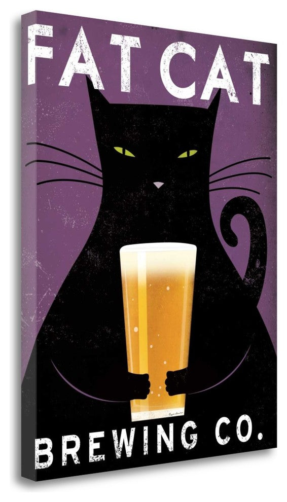 "Cat Brewing No City" By Ryan Fowler, Giclee Print on Gallery Wrap Canvas