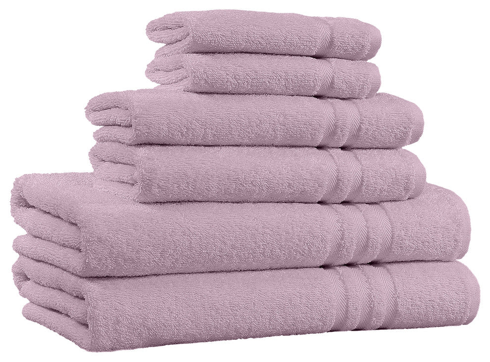 100% Cotton 6-Piece Bath Towel Set - 650 GSM - Made in India, Lavender