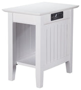 AFI Nantucket Solid Wood Chair Side Table with Built in Device Charger in White
