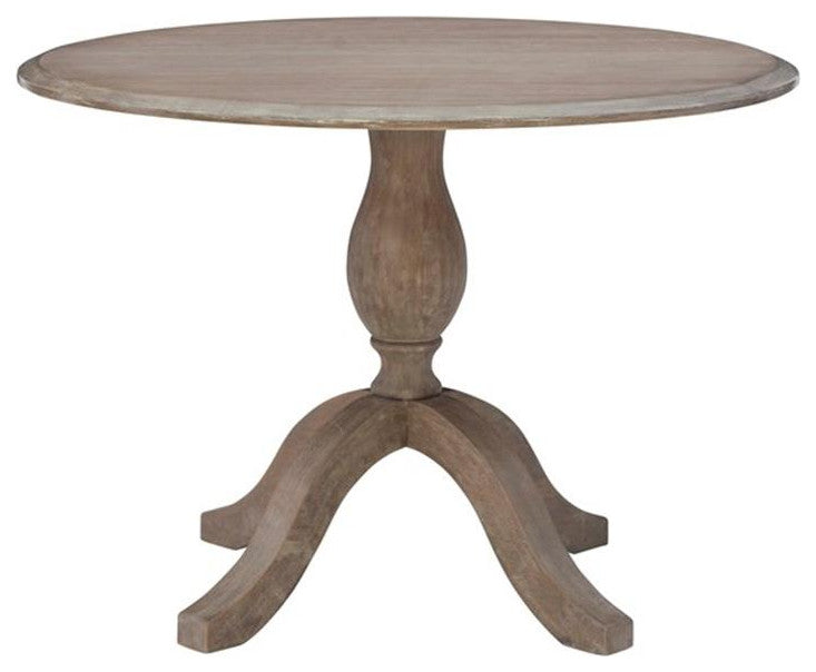 Linon Ervin Round Drop Leaf Pedestal Dining Table in Rustic Grey Washe