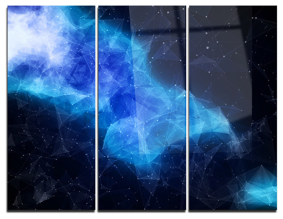 "Blue Nebula in Cosmos" Metal Wall Art, 3 Panels, 36"x28"