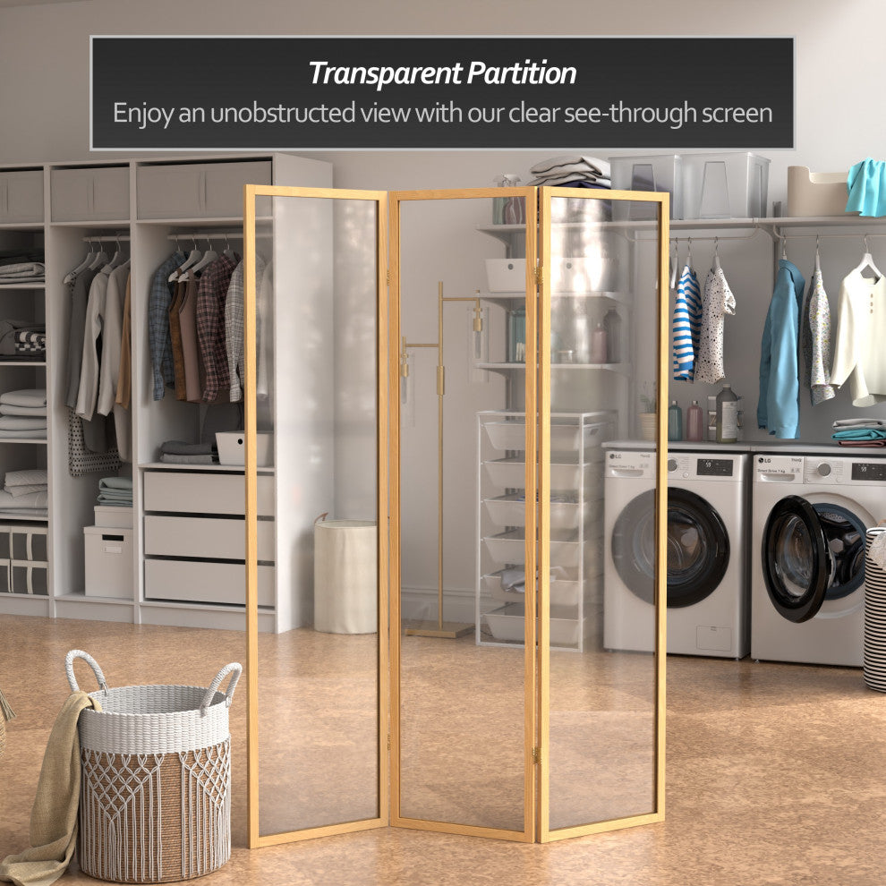 6' Tall Clear Screen Natural, 3 Panel