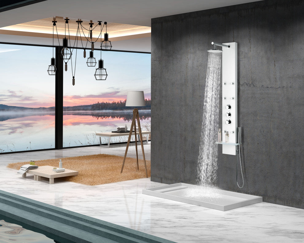 ANZZI Panther 60" 6-Jetted Full Body Shower Panel, White