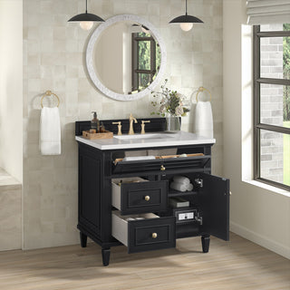 Lorelai 36" Single Vanity, Black Onyx, 3 CM White Zeus Top