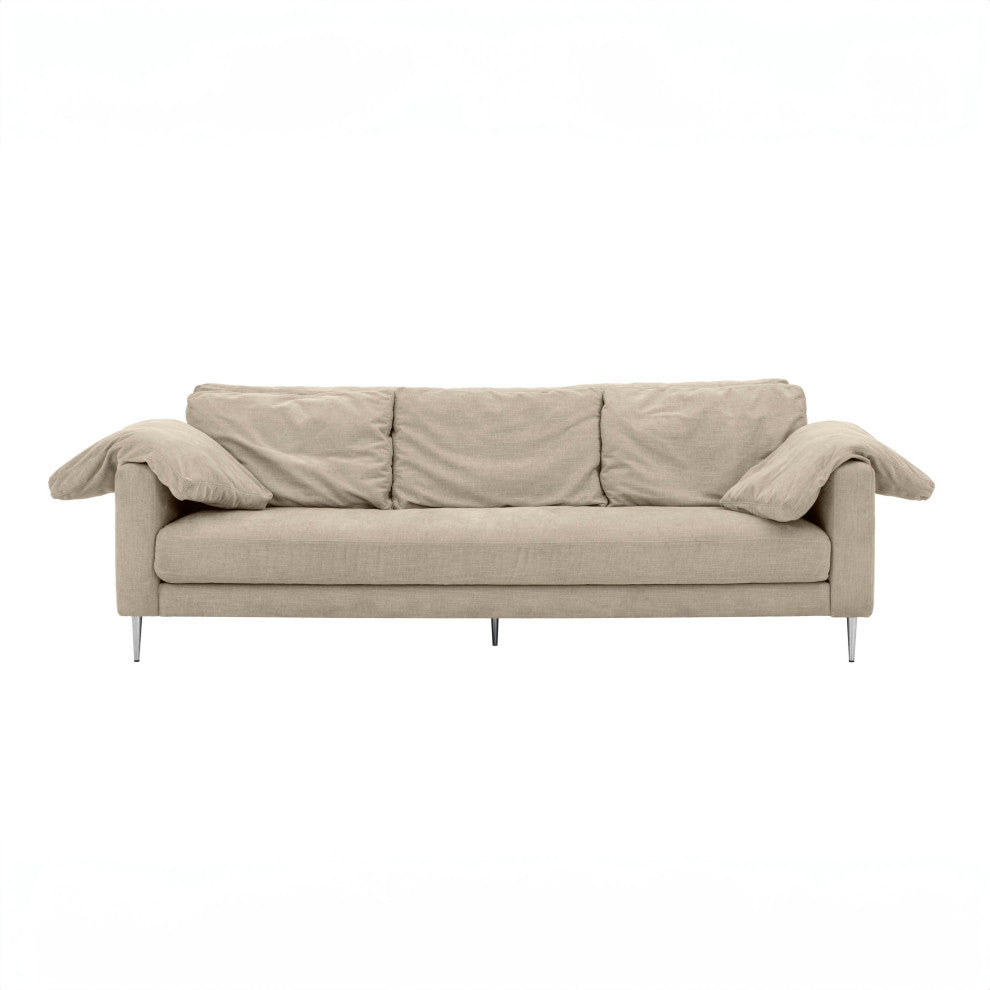 Vari Textured Velvet Lounge Sofa, Beige