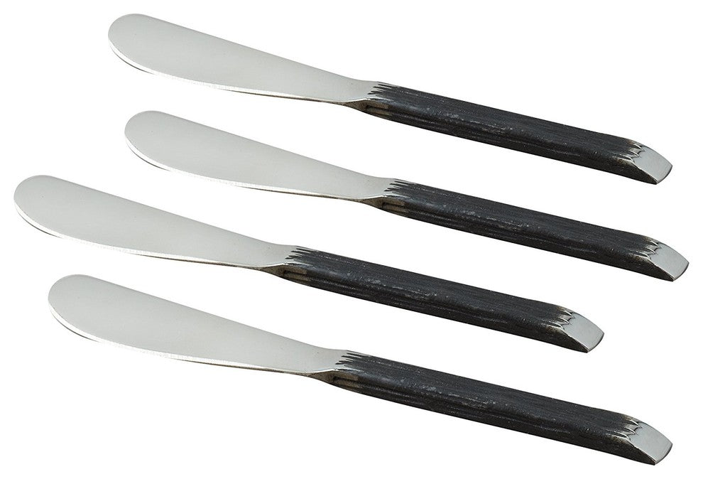 Gibraltar Pate Knives Set, Tone Black Matte and Stainless Steel, Set of 4