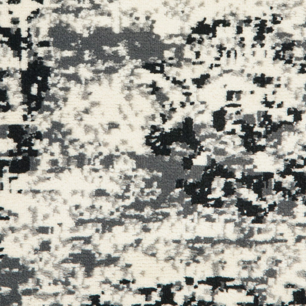 5" x 7" Black and White Abstract Area Rug