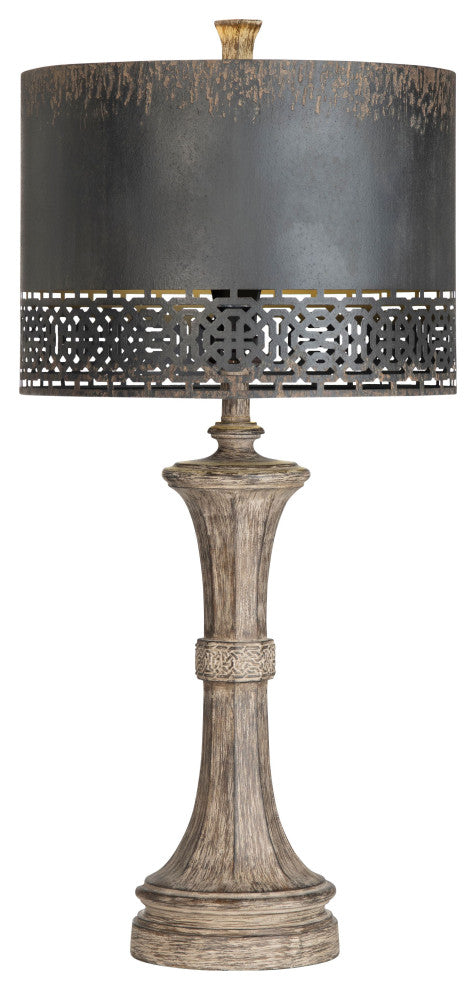 Manchester 33" Table Lamp Set With Metal Drum Shade, Brown