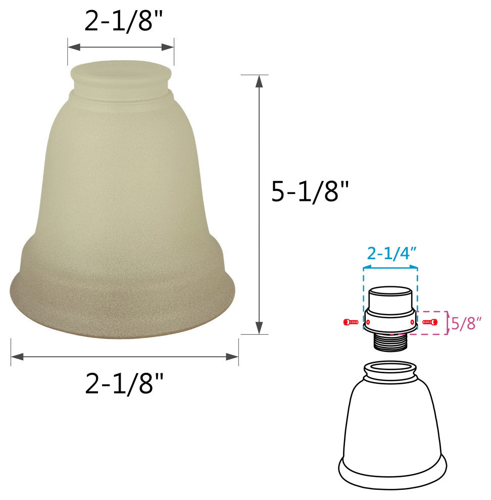 23103-4 Replacement Bell Shaped Antique Glass Shade, 4 Pack