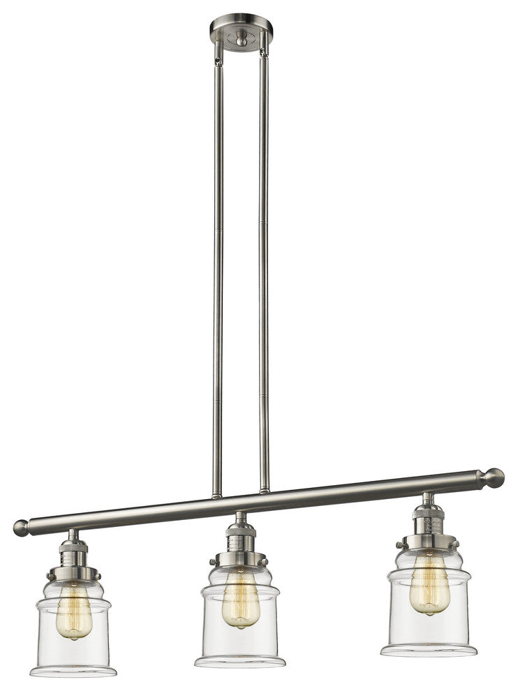 Franklin Restoration Canton 3 Light Island Light, Brushed Satin Nickel, Clear