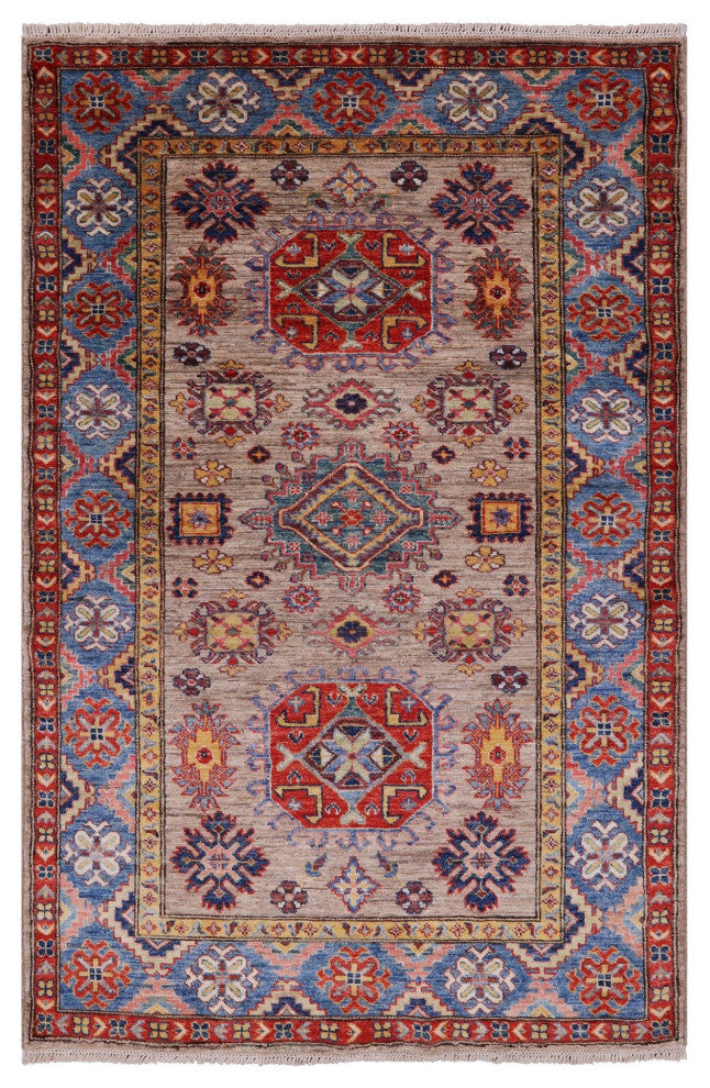 Super Kazak Handmade Wool Rug 3' 10" X 6' 1" Q7802