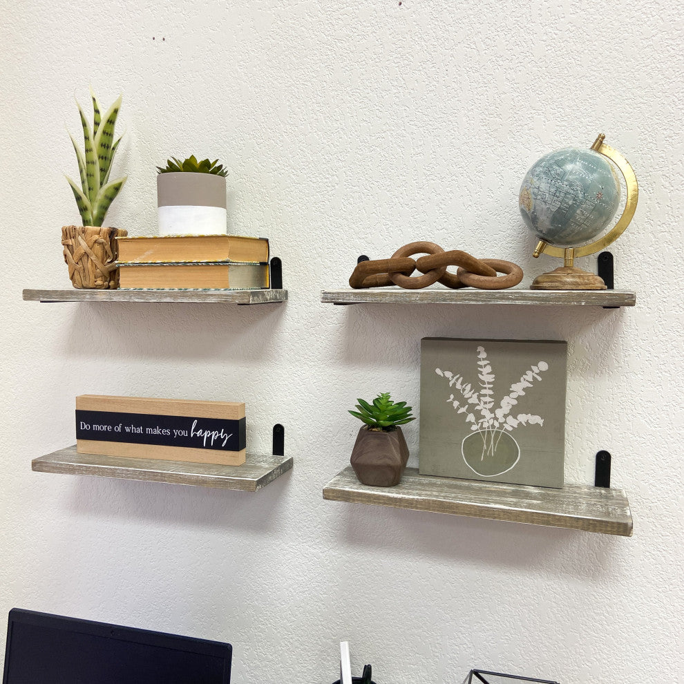 Barn Walls Floating Shelves - Set of 4, Graywash