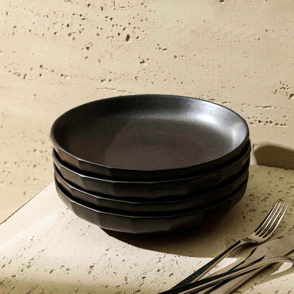 Stone Lain Rio Stoneware Pasta Bowl Set of 4, Black
