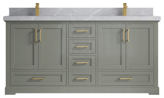 Boston 72 Double Sink Bath Vanity in Evergreen 2" Pearl Gray