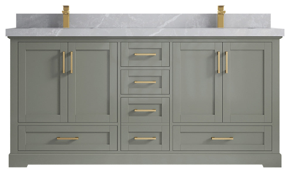 Boston 72 Double Sink Bath Vanity in Evergreen 2" Pearl Gray