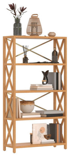 vidaXL 5-Tier Shelf Bathroom Storage Bookshelf Shelving Unit Solid Wood Oak