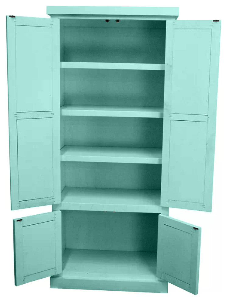Rustic Kitchen Pantry Cabinet, Aqua Fiesta