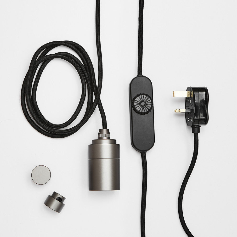 Graphite plug-in pendant with Oval US