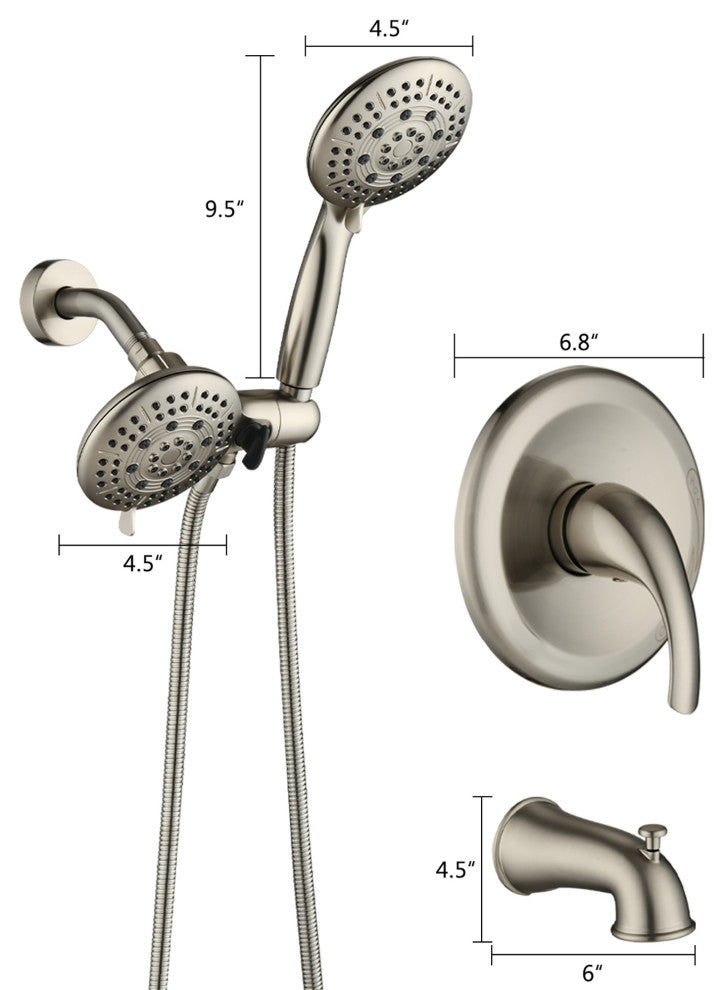 5 inch Wall-Mounted Round Shower System with Handheld Shower and head shower and