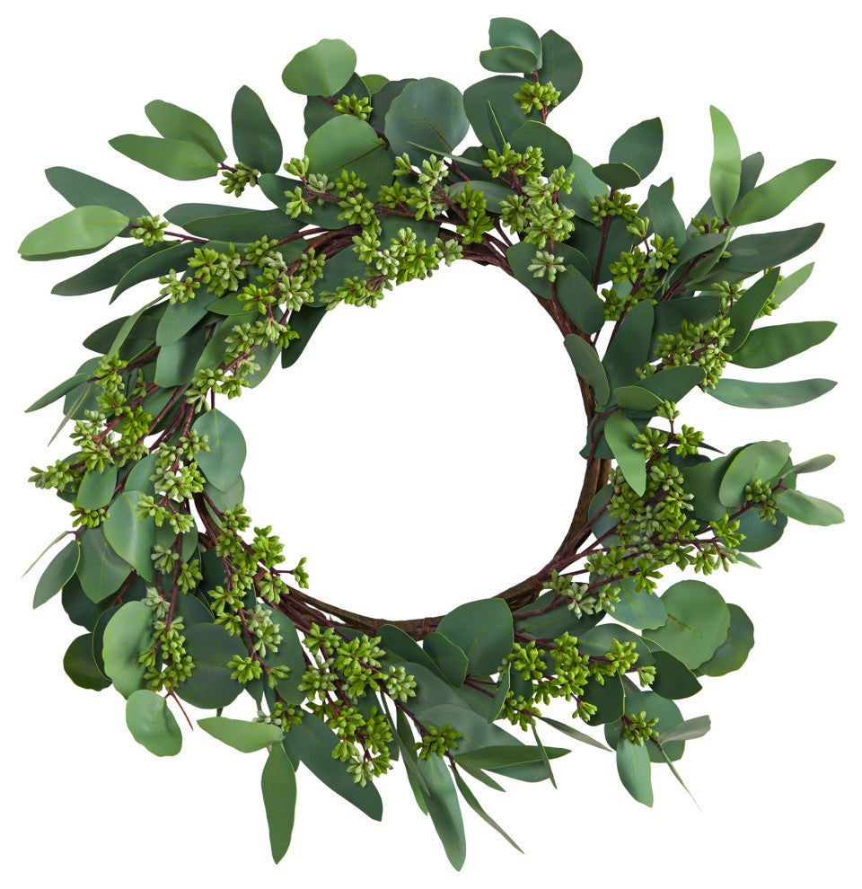 Nearly Natural 22" Eucalyptus and Berry Artificial Wreath