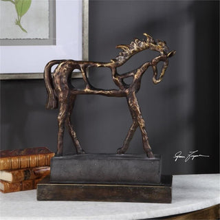 Uttermost Titan Farmhouse Polyresin Horse Sculpture in Antique Bronze