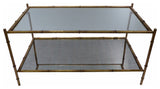 2 Tier Coffee Table, Antique Gold